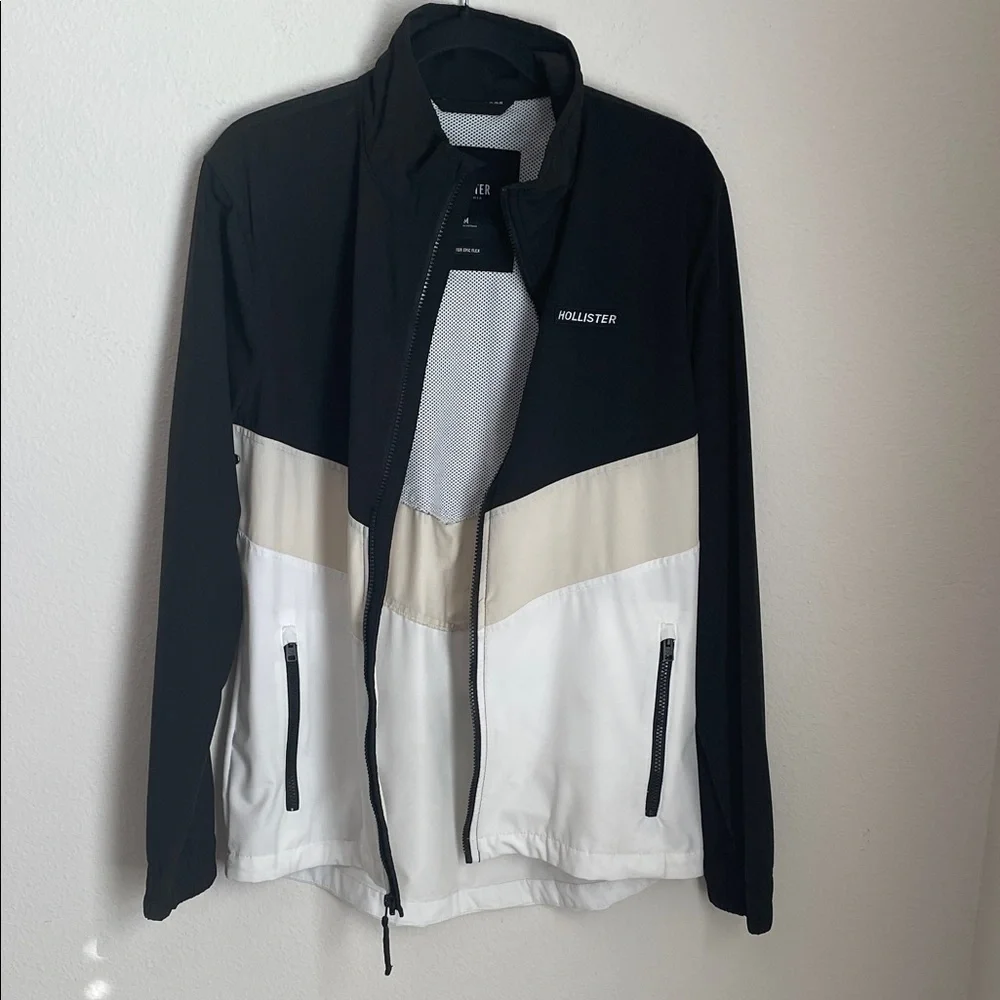 Hollister  Black, Cream, and White Windbreaker